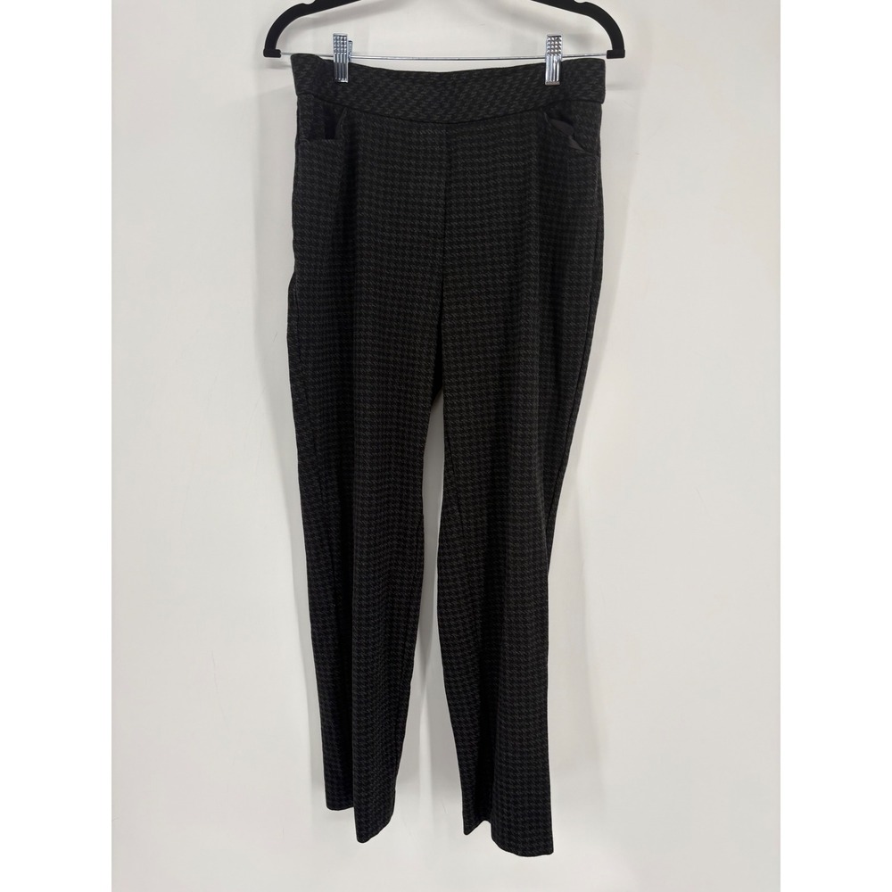 J. Jill Pants Womens‎ M Black Houndstooth Ponte Slim Leg Stretch Trousers